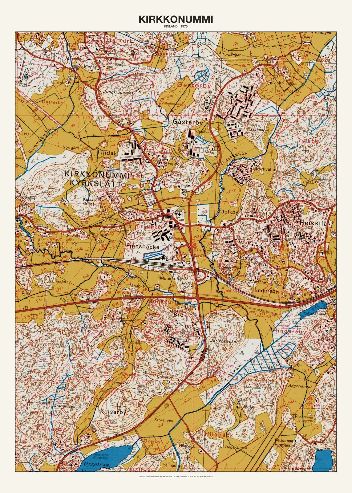 Kirkkonummin karttajuliste vuodelta 1975