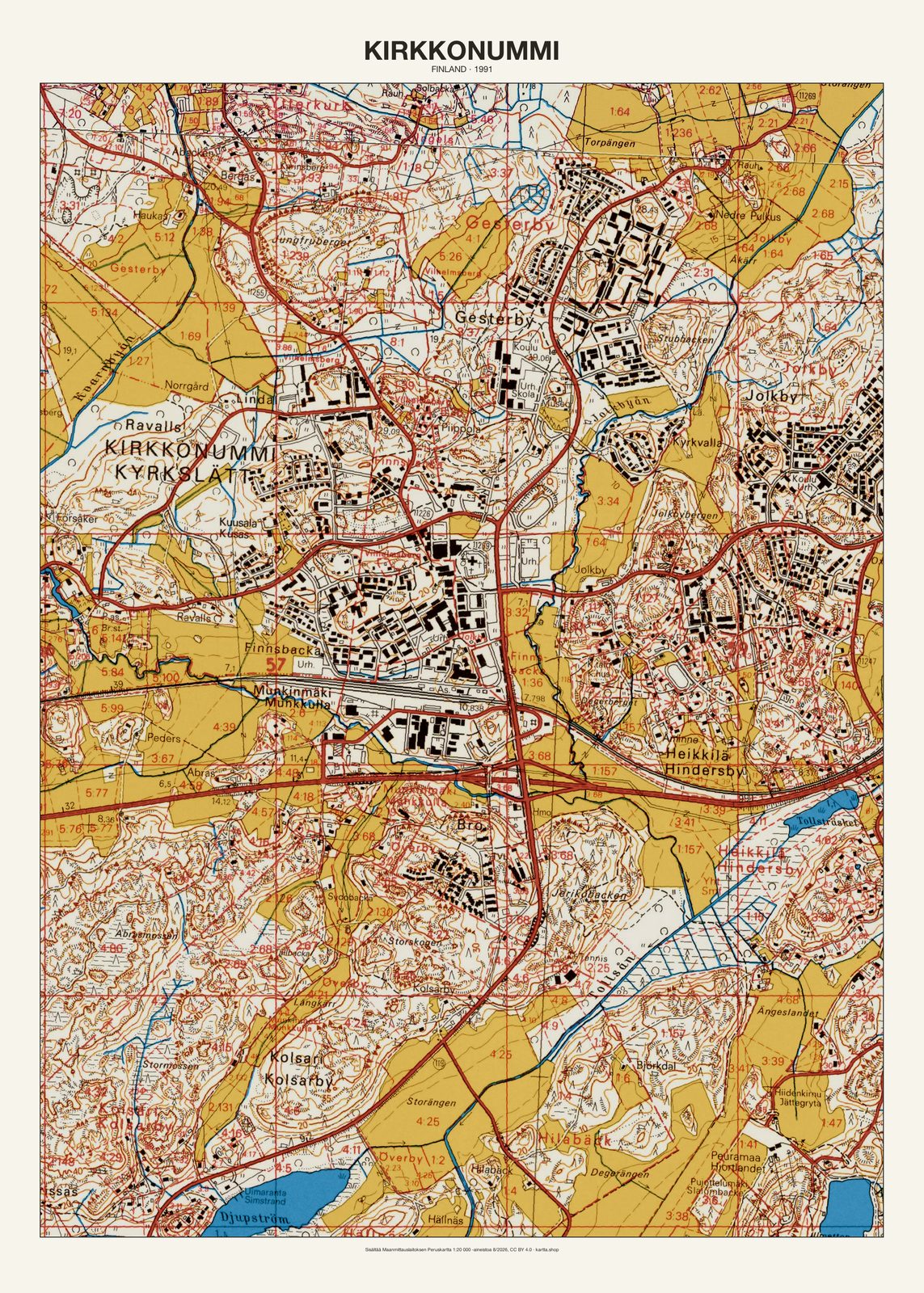 Kirkkonummin karttajuliste vuodelta 1991