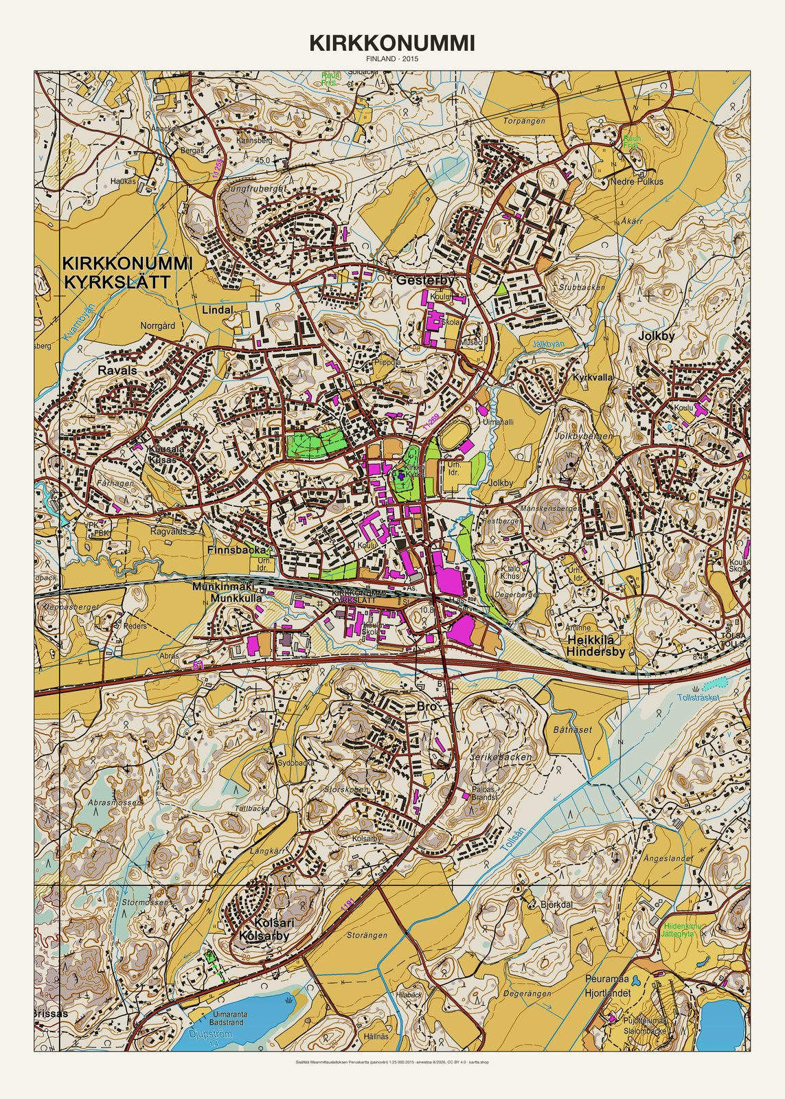 Kirkkonummin karttajuliste vuodelta 2015