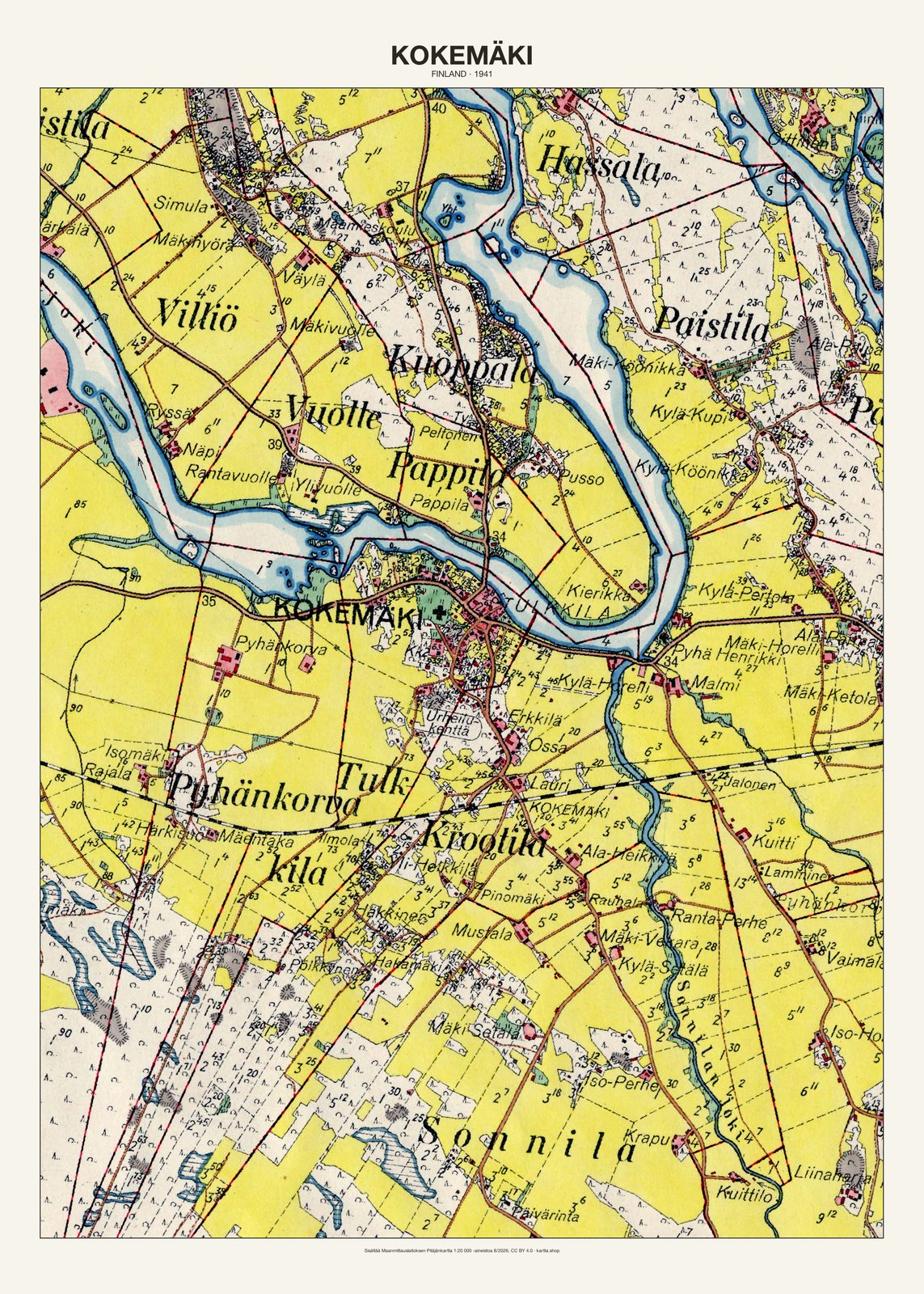 Kokemäkin karttajuliste vuodelta 1941