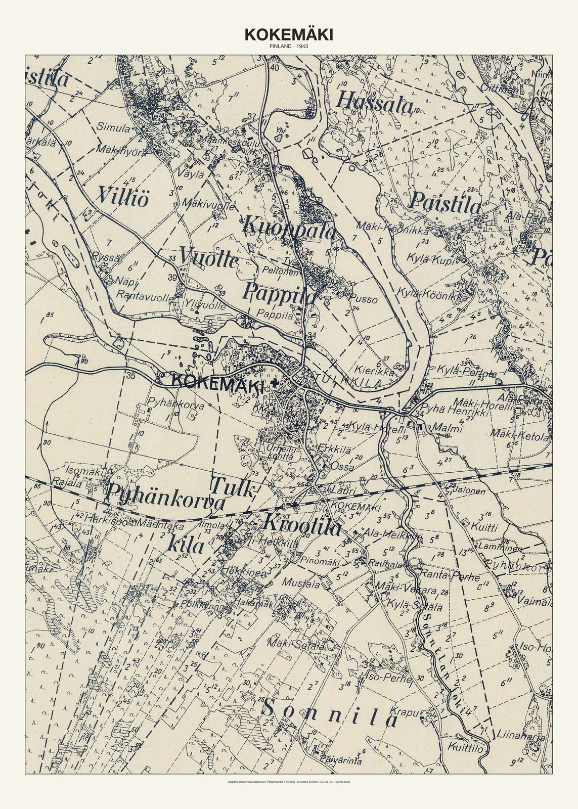 Kokemäkin karttajuliste vuodelta 1943