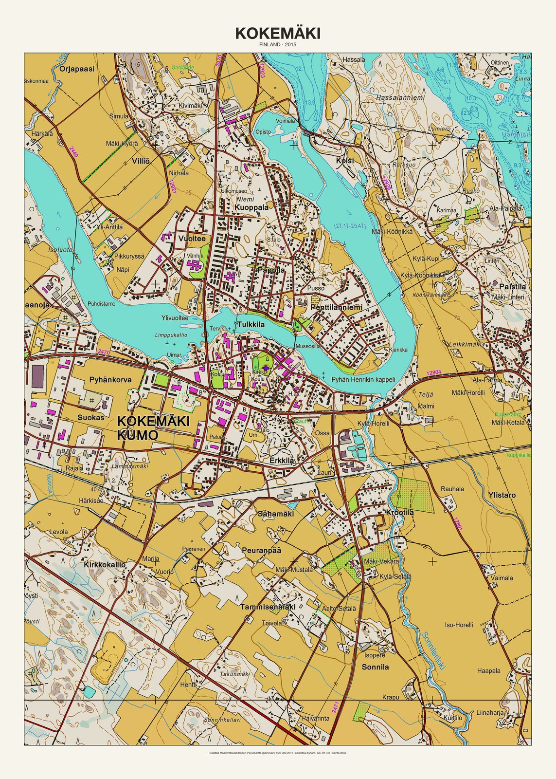 Kokemäkin karttajuliste vuodelta 2015