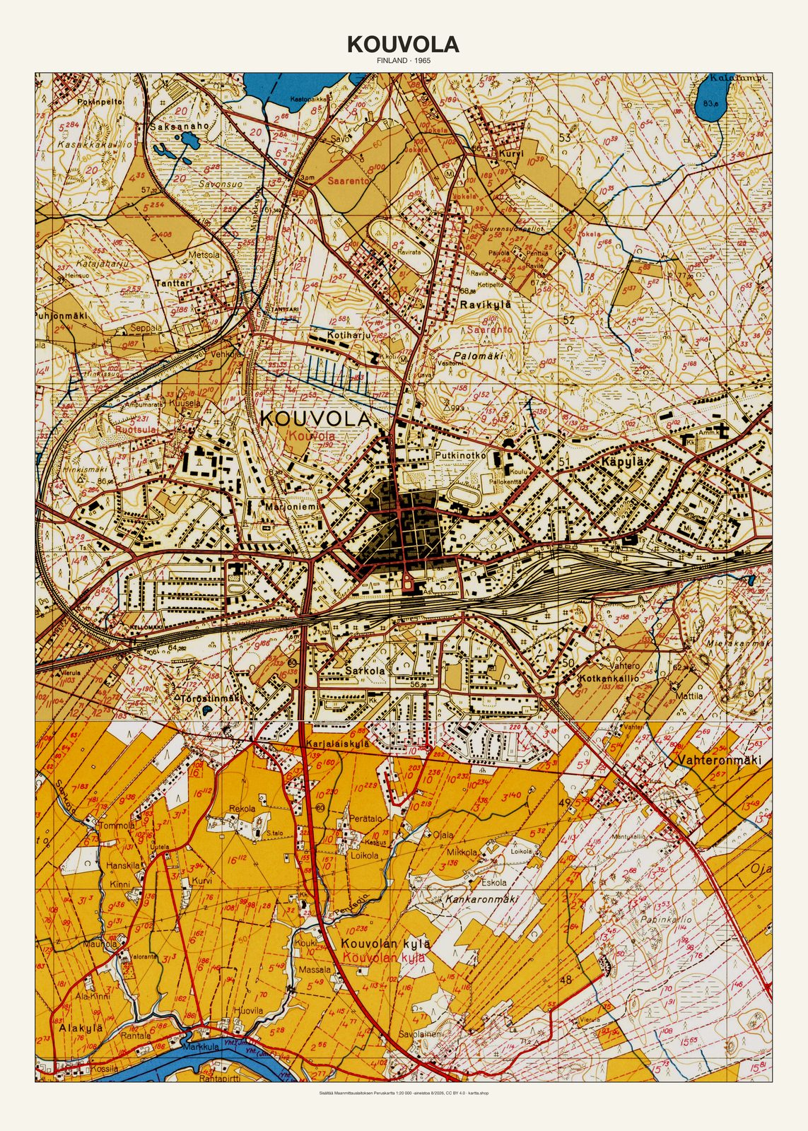 Kouvolan karttajuliste vuodelta 1965