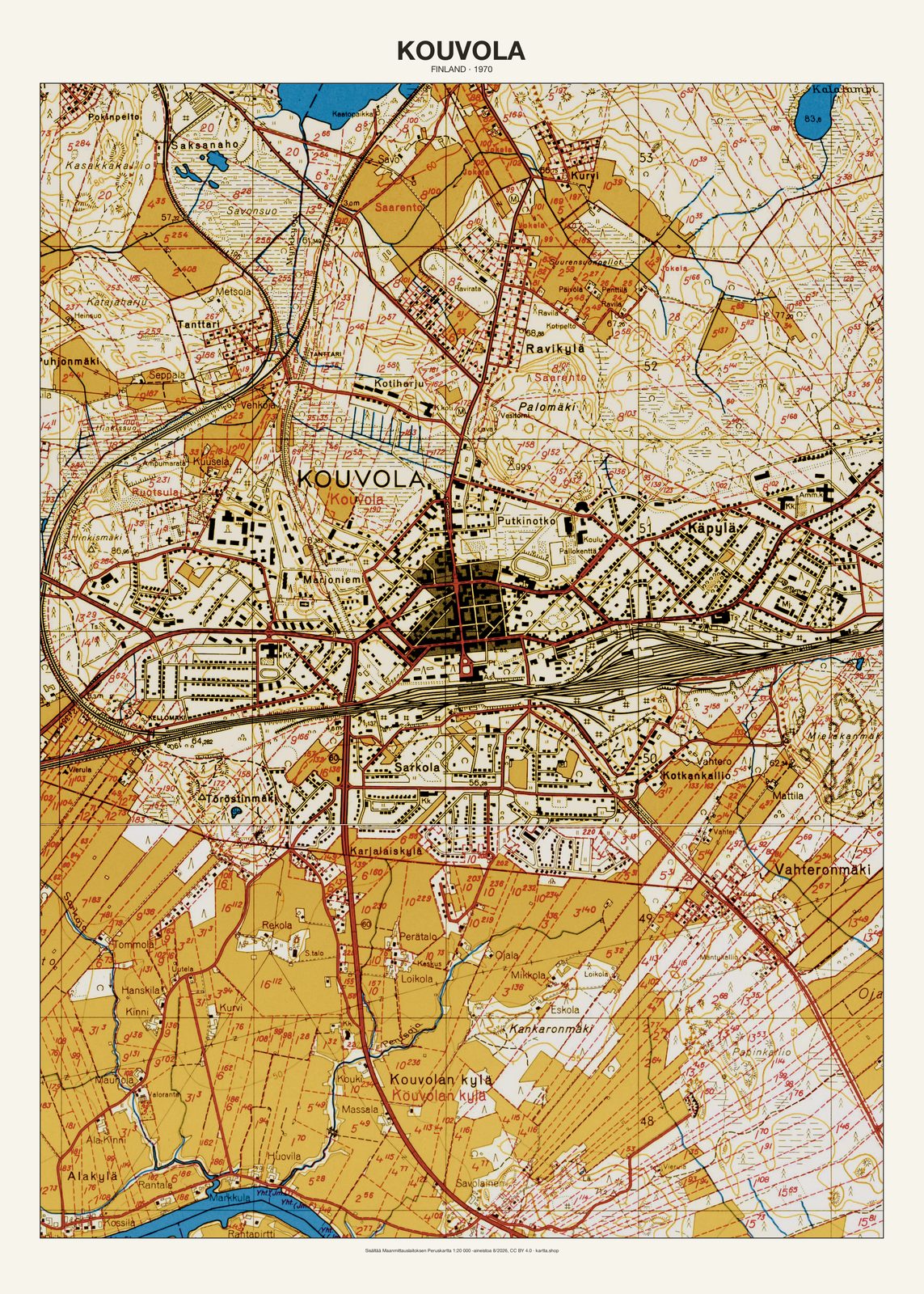 Kouvolan karttajuliste vuodelta 1970