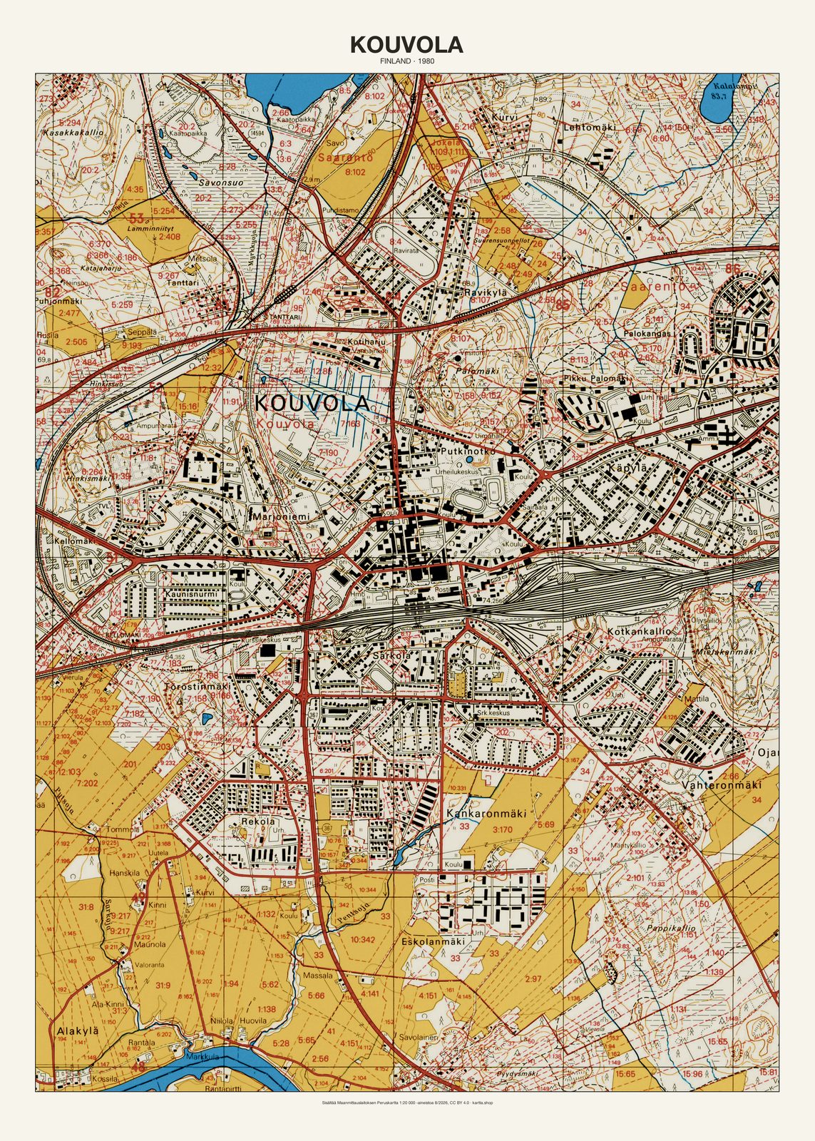 Kouvolan karttajuliste vuodelta 1980