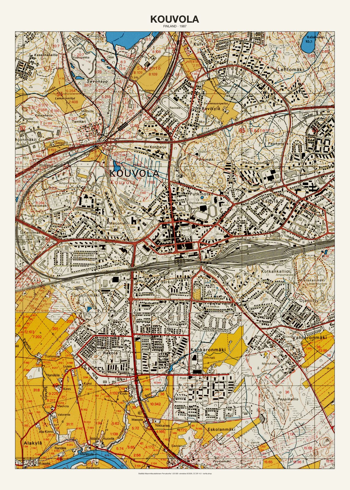 Kouvolan karttajuliste vuodelta 1987