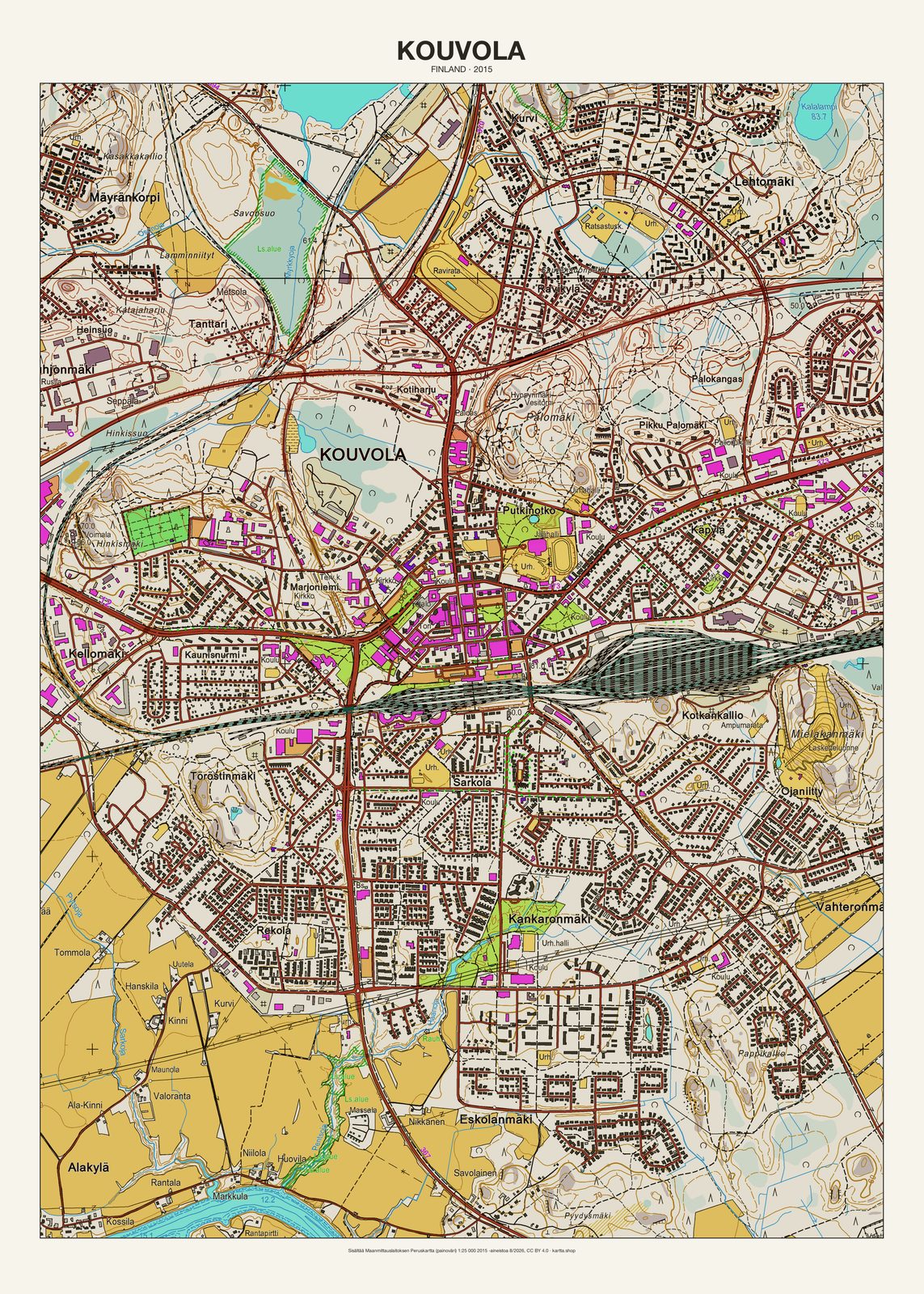 Kouvolan karttajuliste vuodelta 2015