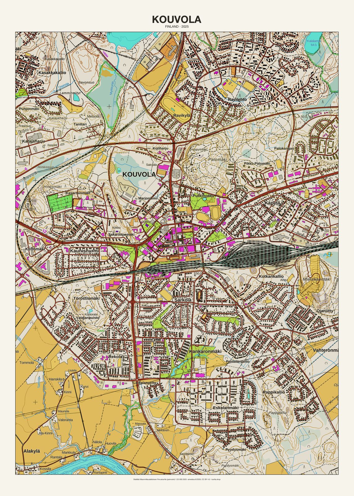 Kouvolan karttajuliste vuodelta 2025