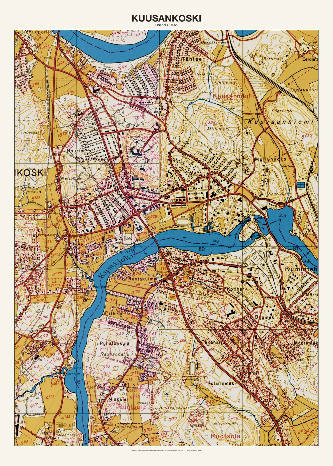 Kuusankoskin karttajuliste vuodelta 1965