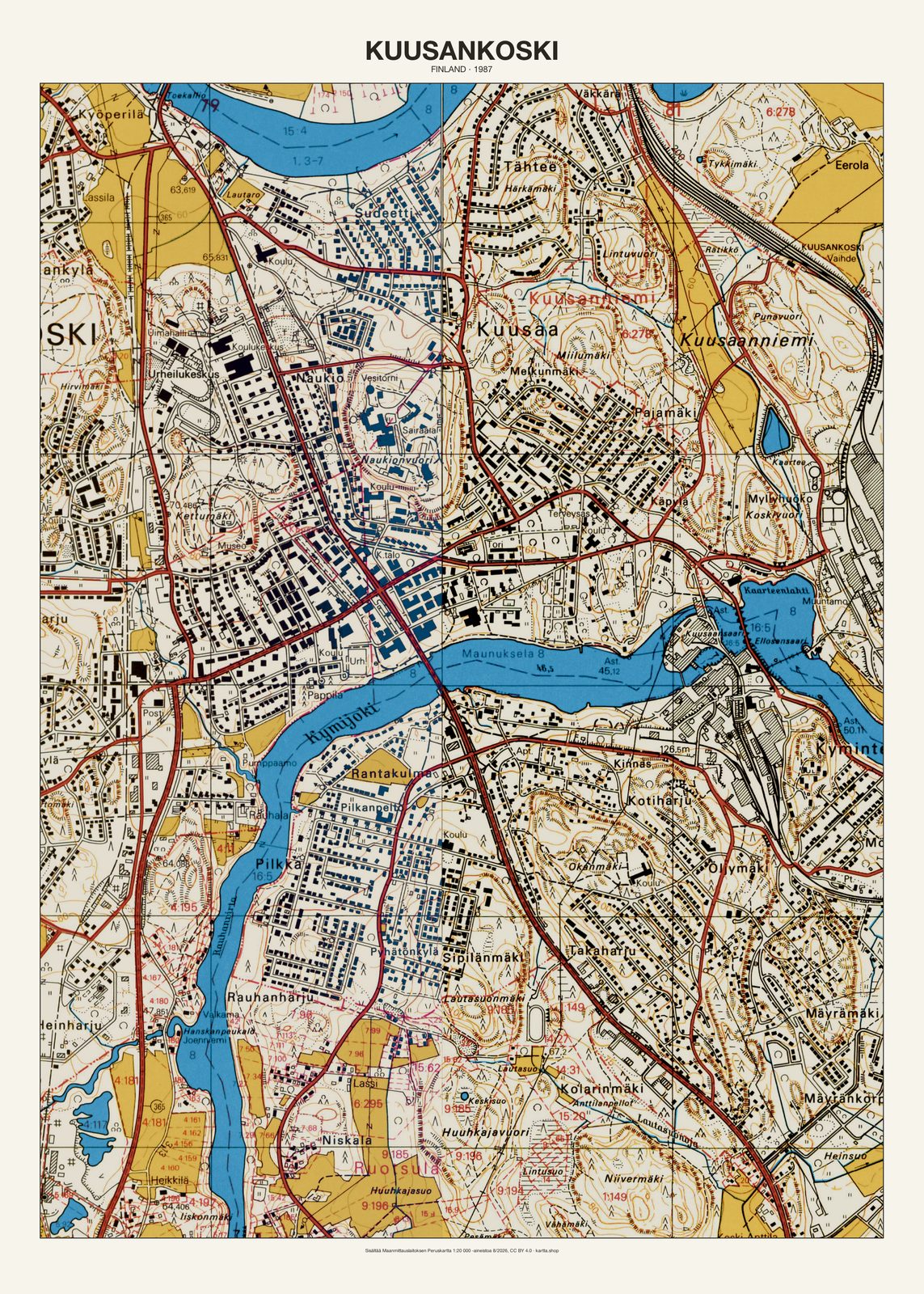 Kuusankoskin karttajuliste vuodelta 1987