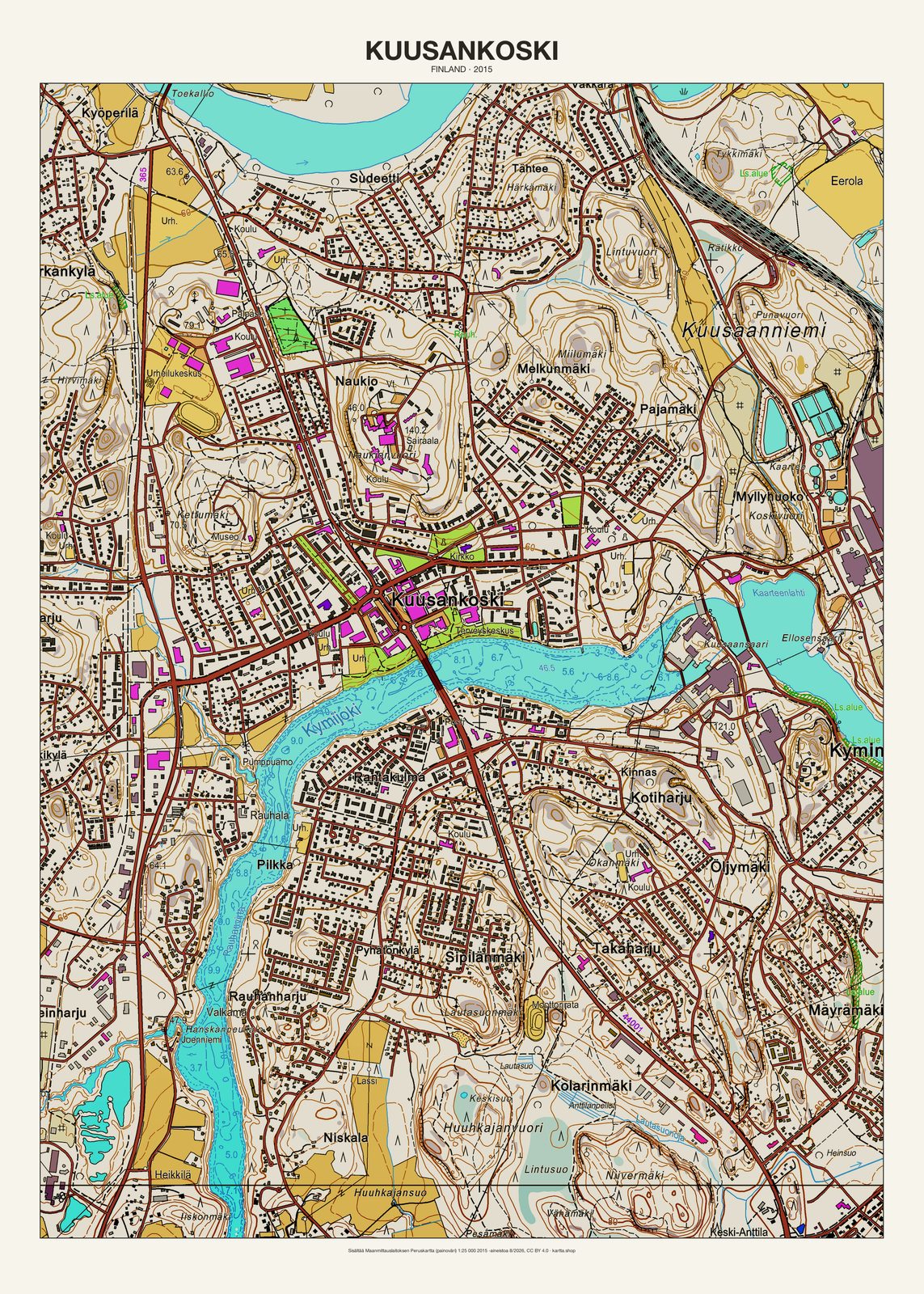 Kuusankoskin karttajuliste vuodelta 2015