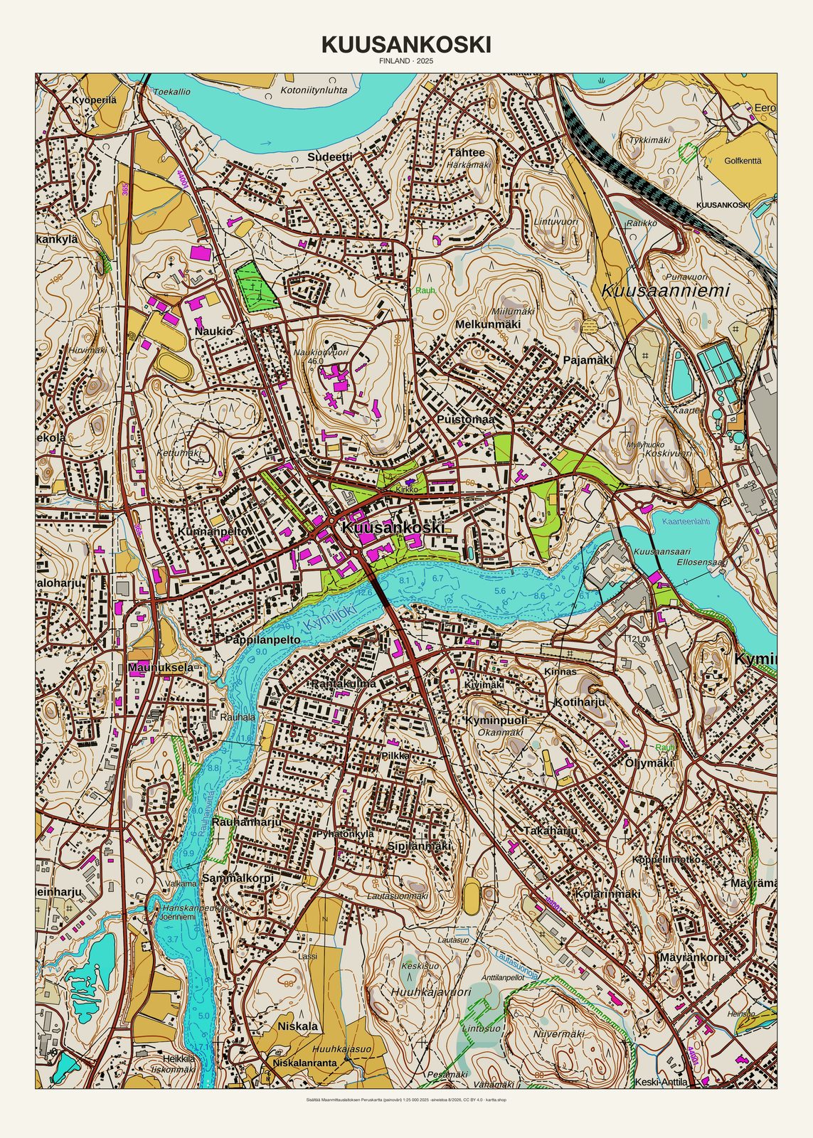 Kuusankoskin karttajuliste vuodelta 2025