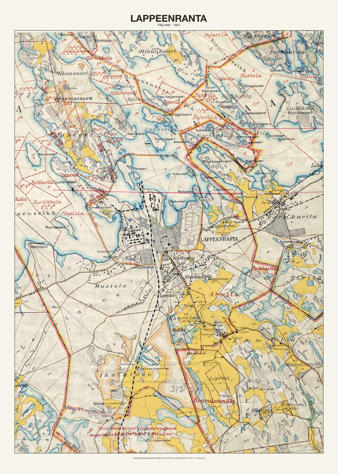 Lappeenrantan karttajuliste vuodelta 1927