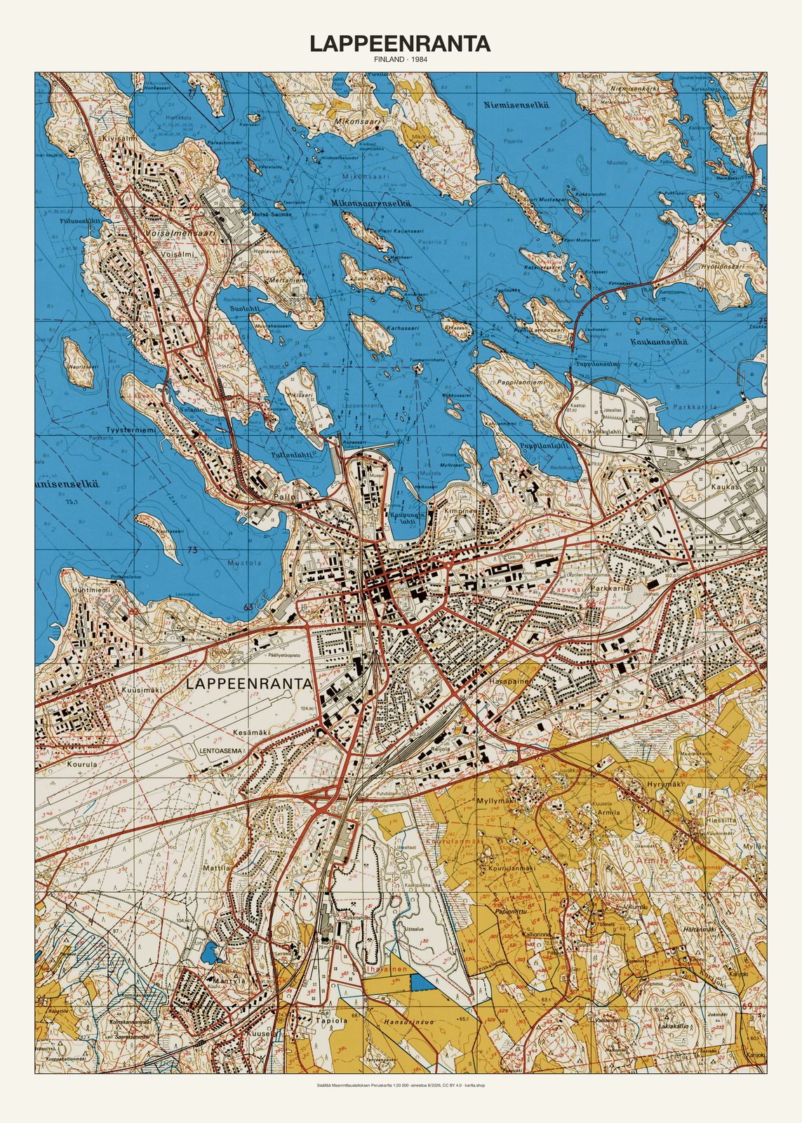 Lappeenrantan karttajuliste vuodelta 1984