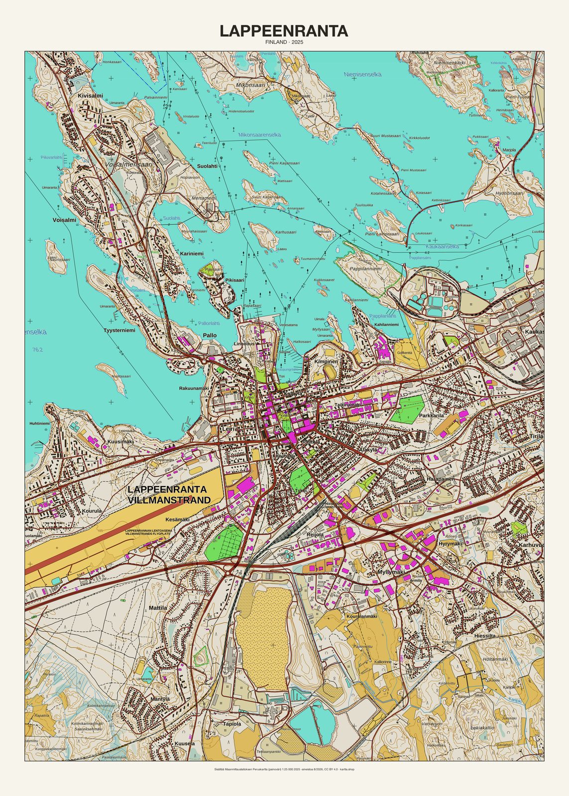 Lappeenrantan karttajuliste vuodelta 2025