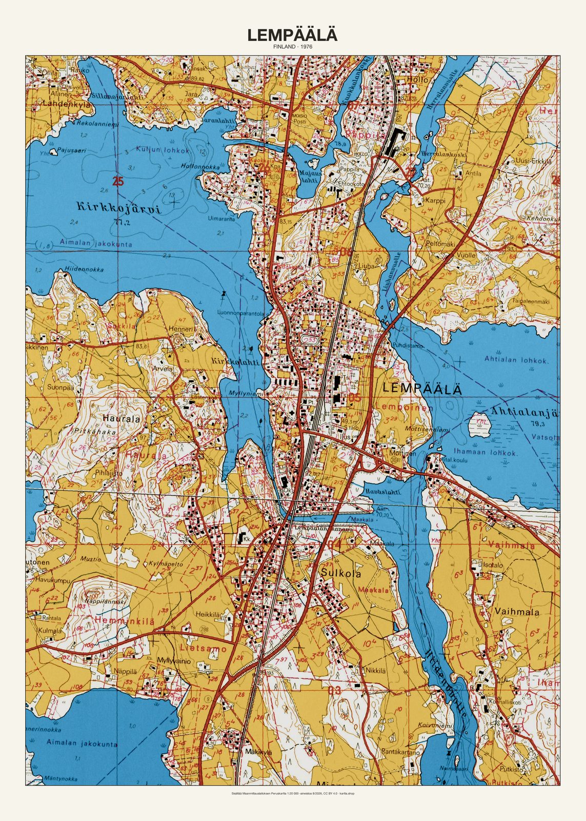 Lempäälän karttajuliste vuodelta 1976