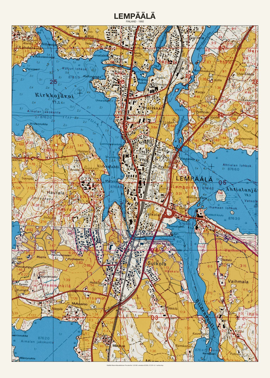 Lempäälän karttajuliste vuodelta 1992