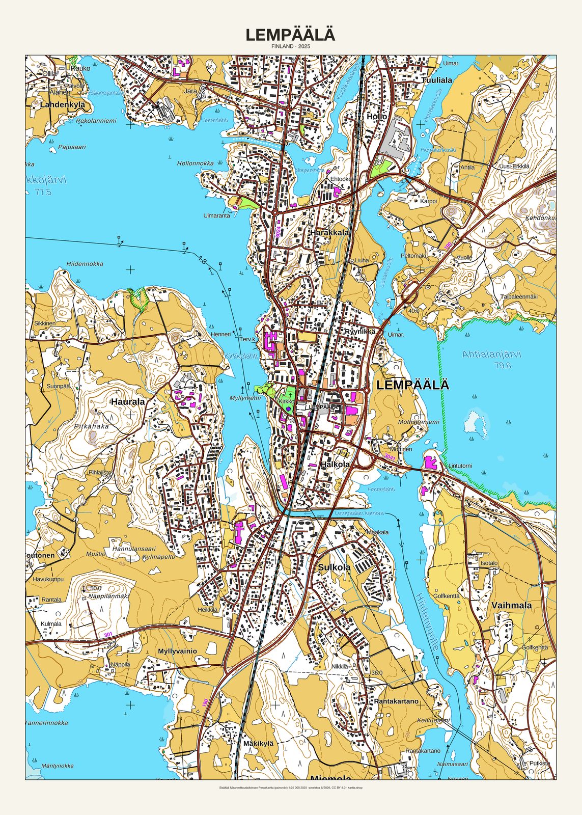 Lempäälän karttajuliste vuodelta 2025