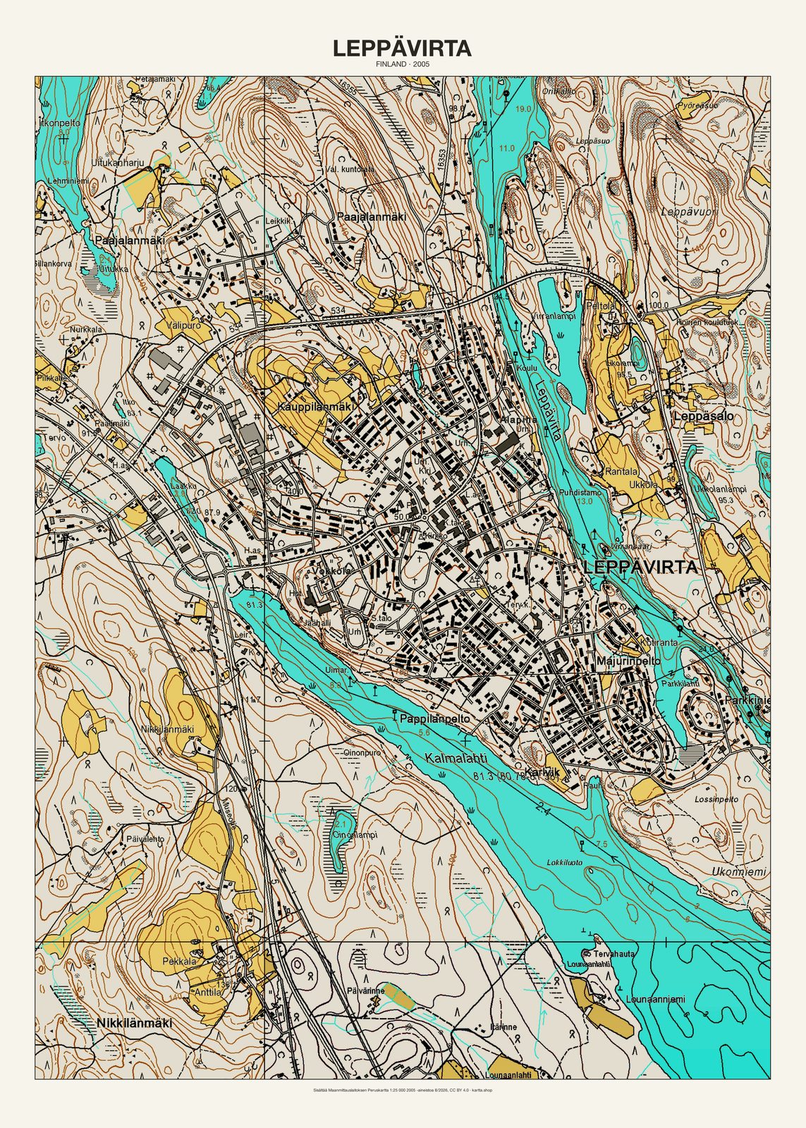 Leppävirtan karttajuliste vuodelta 2005