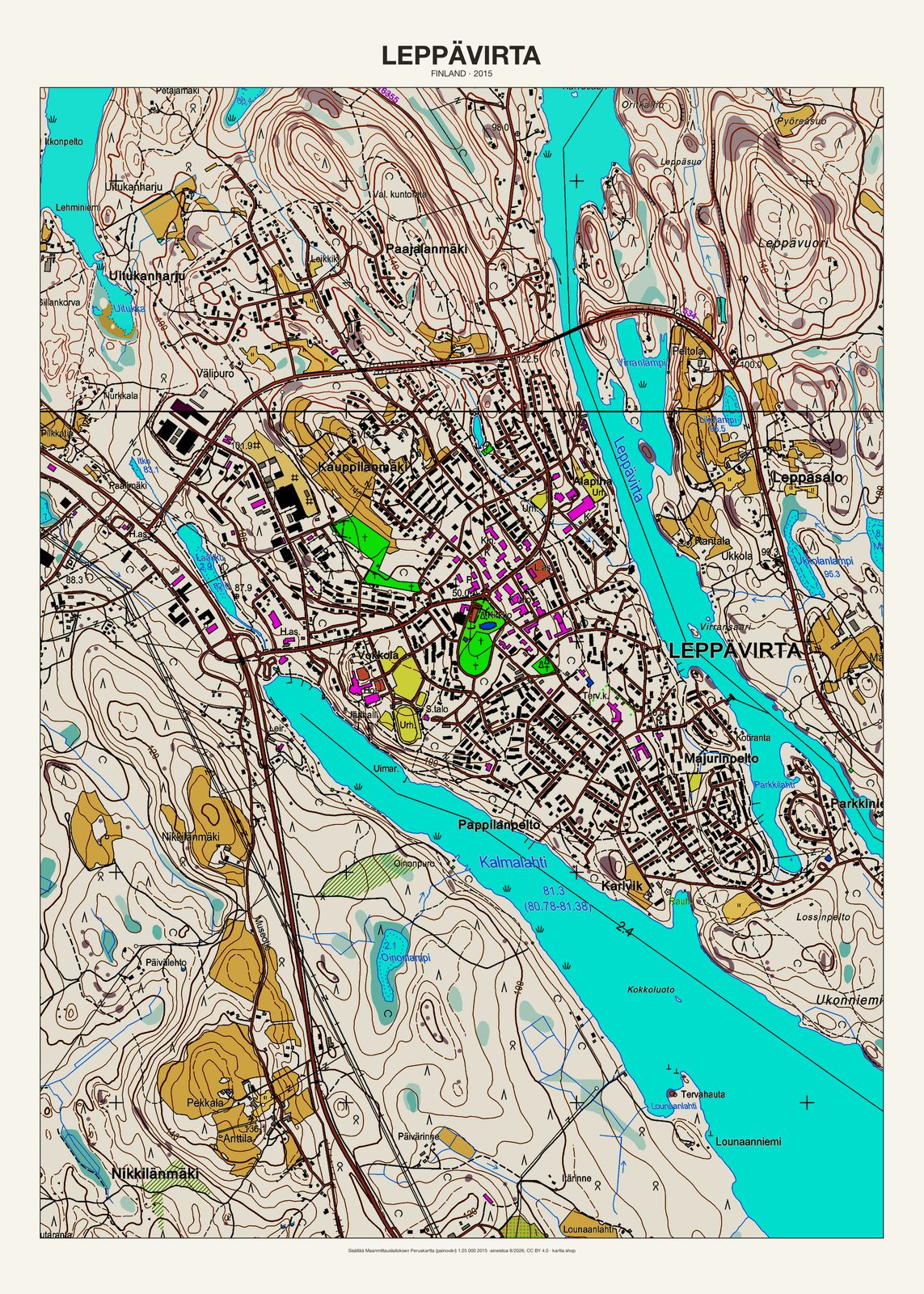 Leppävirtan karttajuliste vuodelta 2015