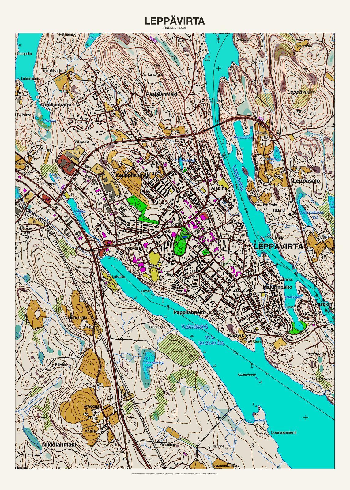 Leppävirtan karttajuliste vuodelta 2025