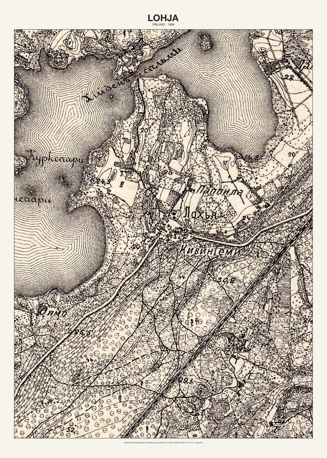 Lohjan karttajuliste vuodelta 1909