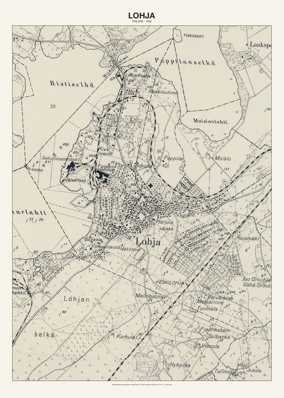 Lohjan karttajuliste vuodelta 1948