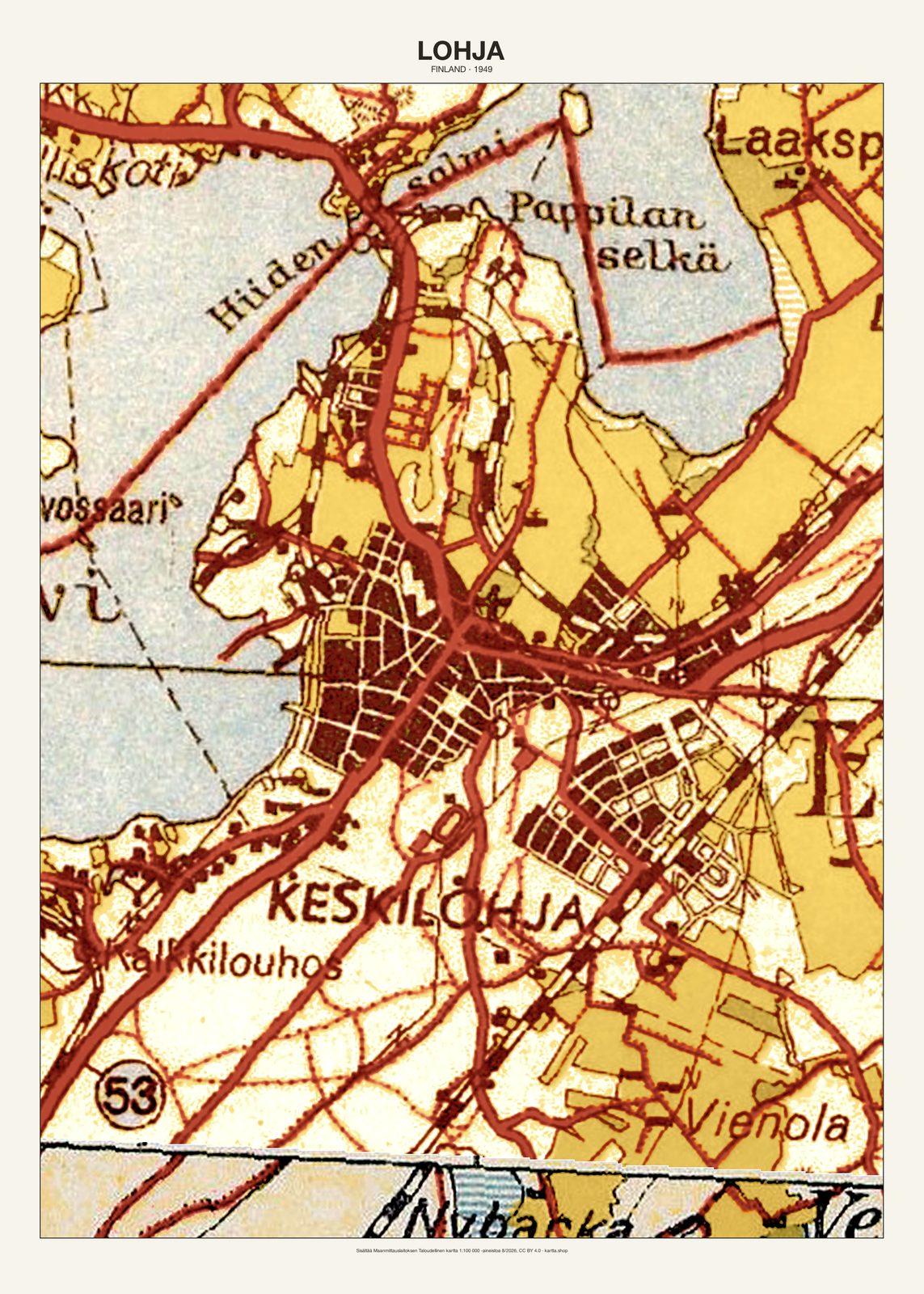 Lohjan karttajuliste vuodelta 1949