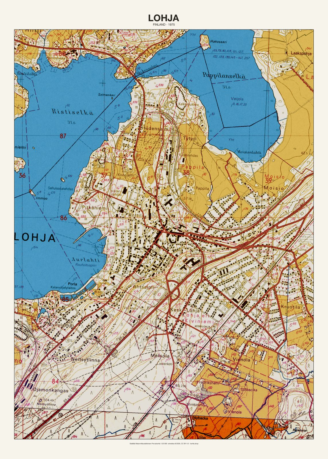 Lohjan karttajuliste vuodelta 1975