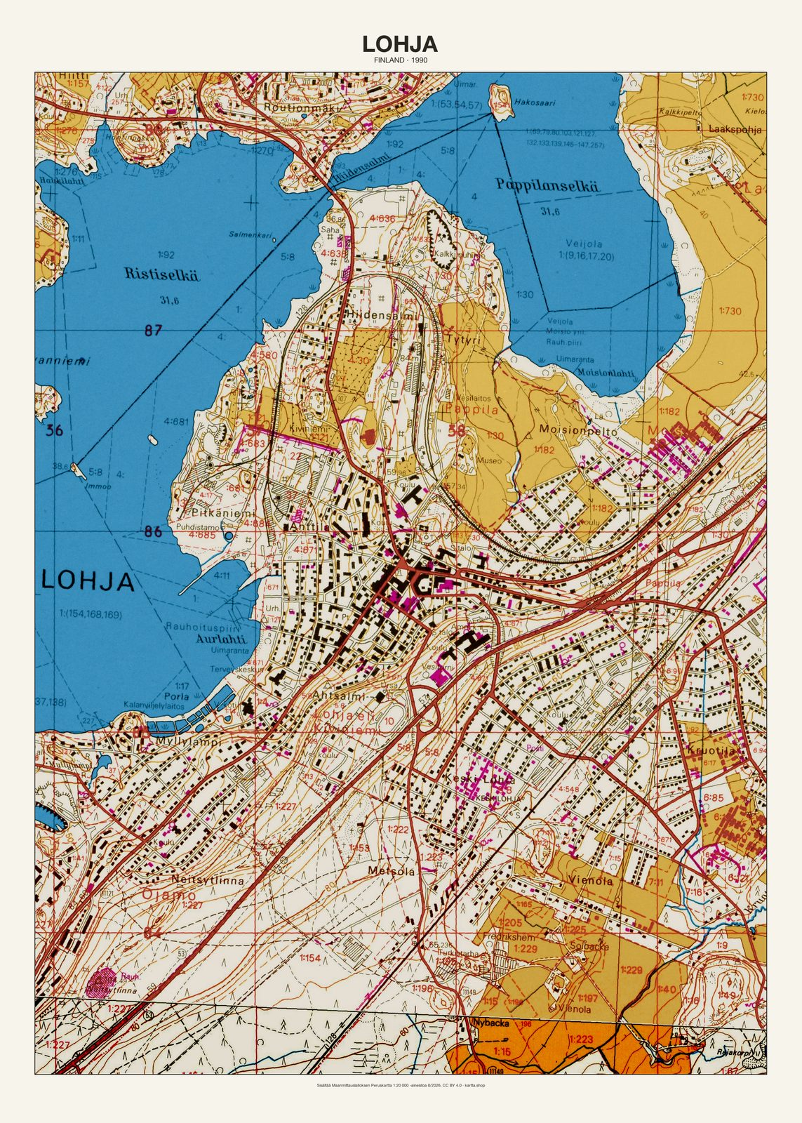 Lohjan karttajuliste vuodelta 1990