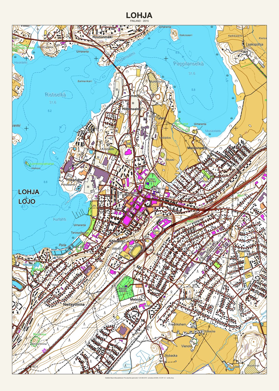Lohjan karttajuliste vuodelta 2015