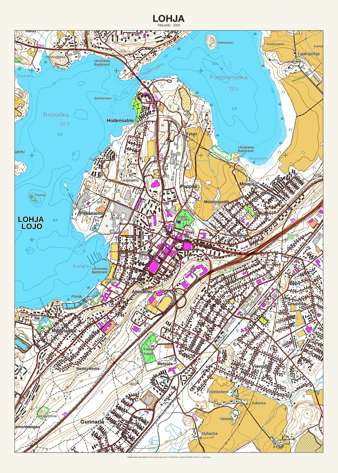 Lohjan karttajuliste vuodelta 2025