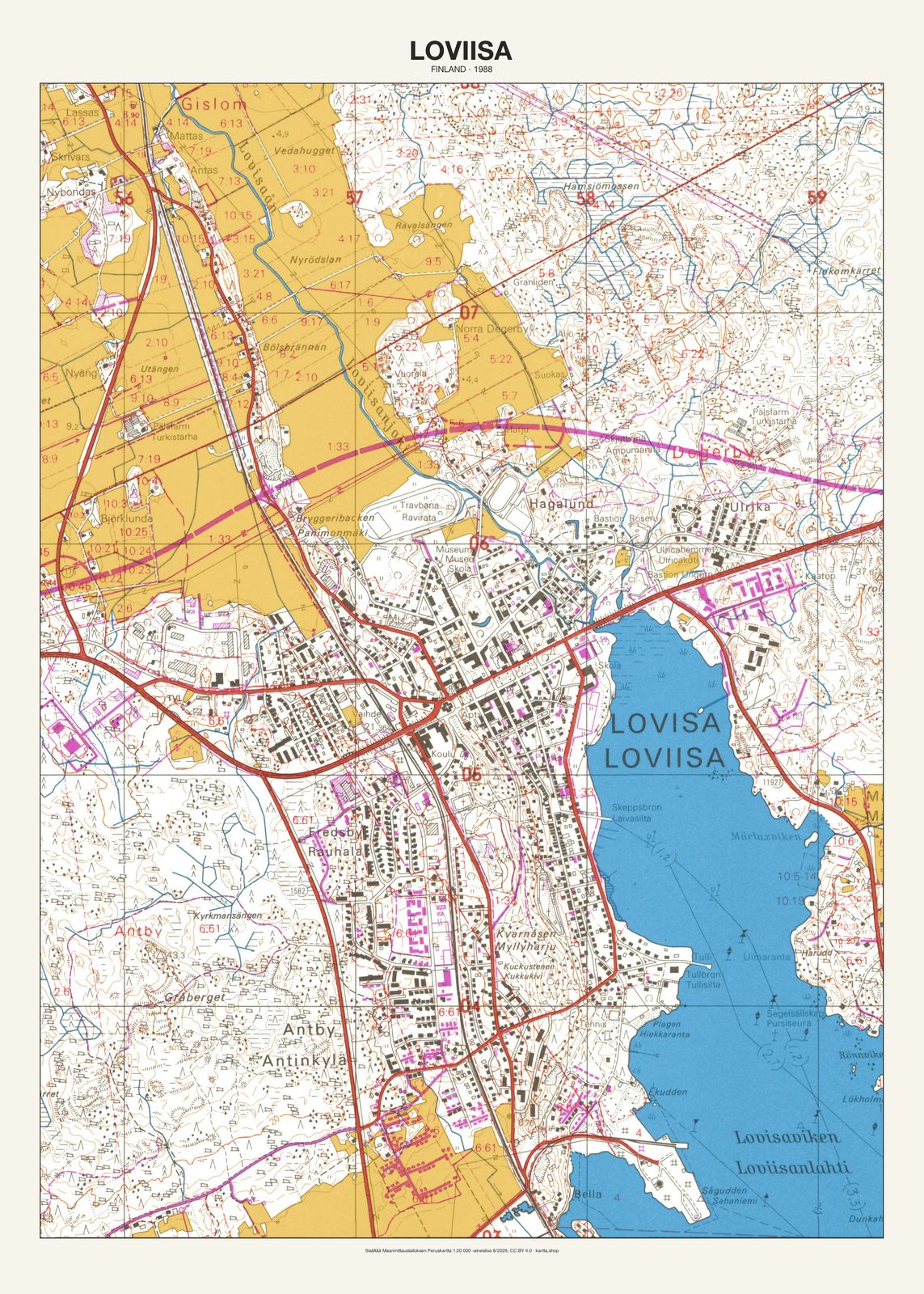 Loviisan karttajuliste vuodelta 1988