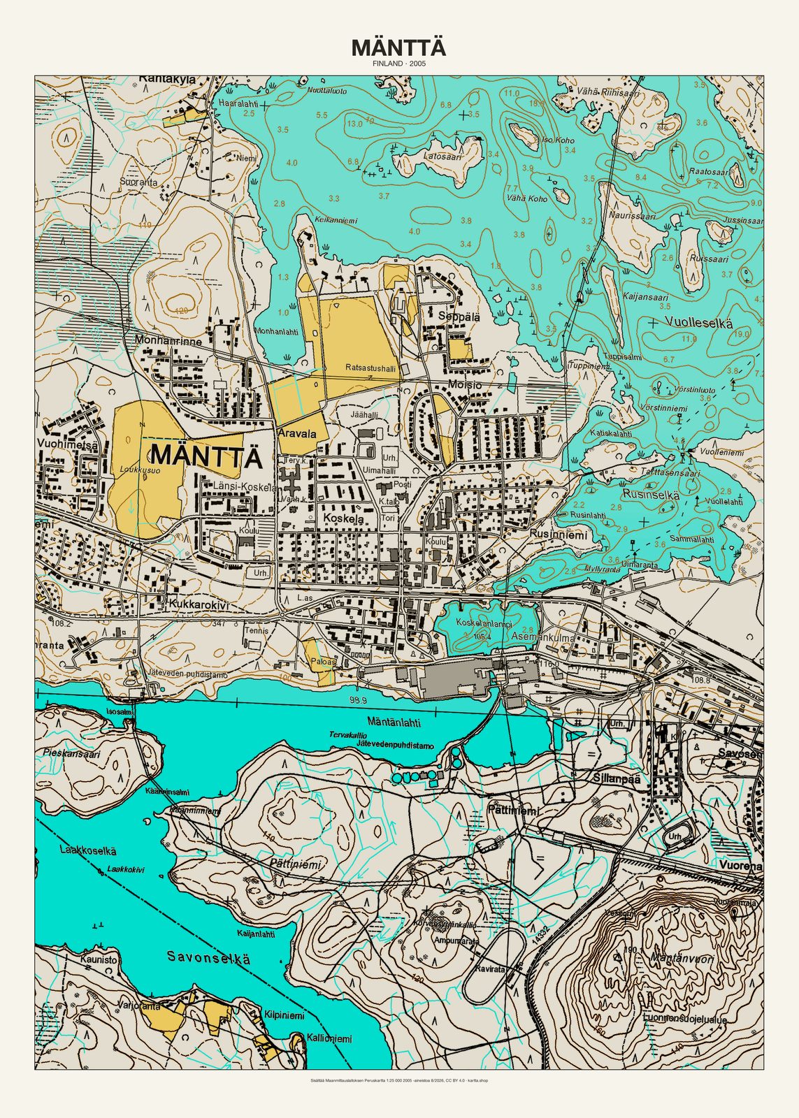 Mänttän karttajuliste vuodelta 2005