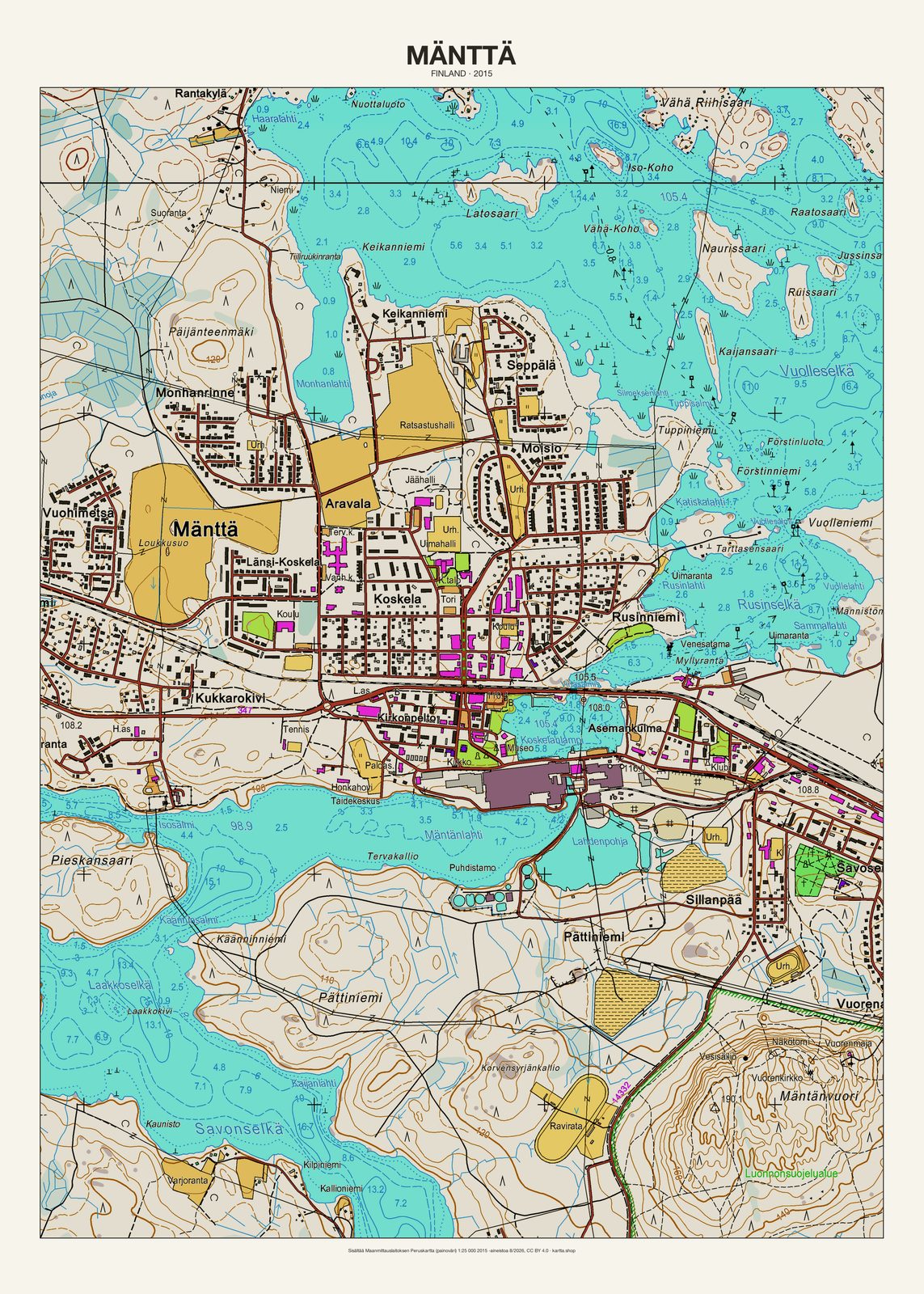 Mänttän karttajuliste vuodelta 2015