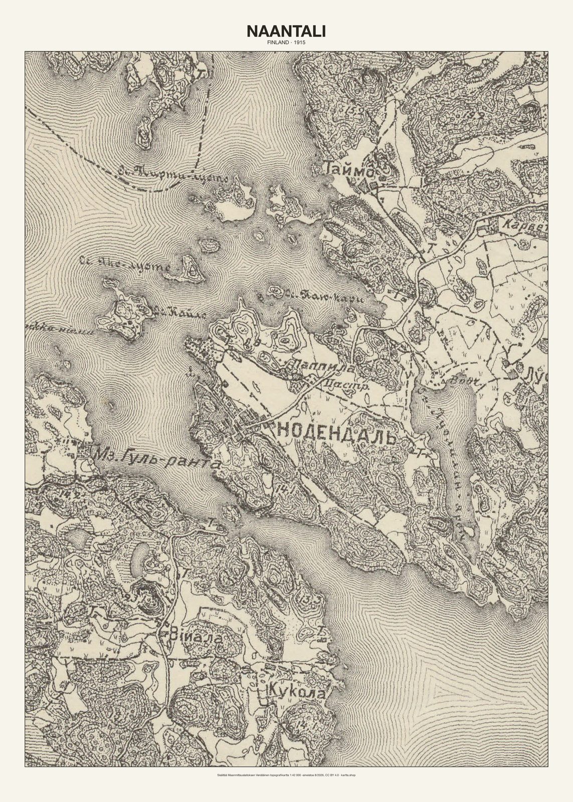Naantalin karttajuliste vuodelta 1915