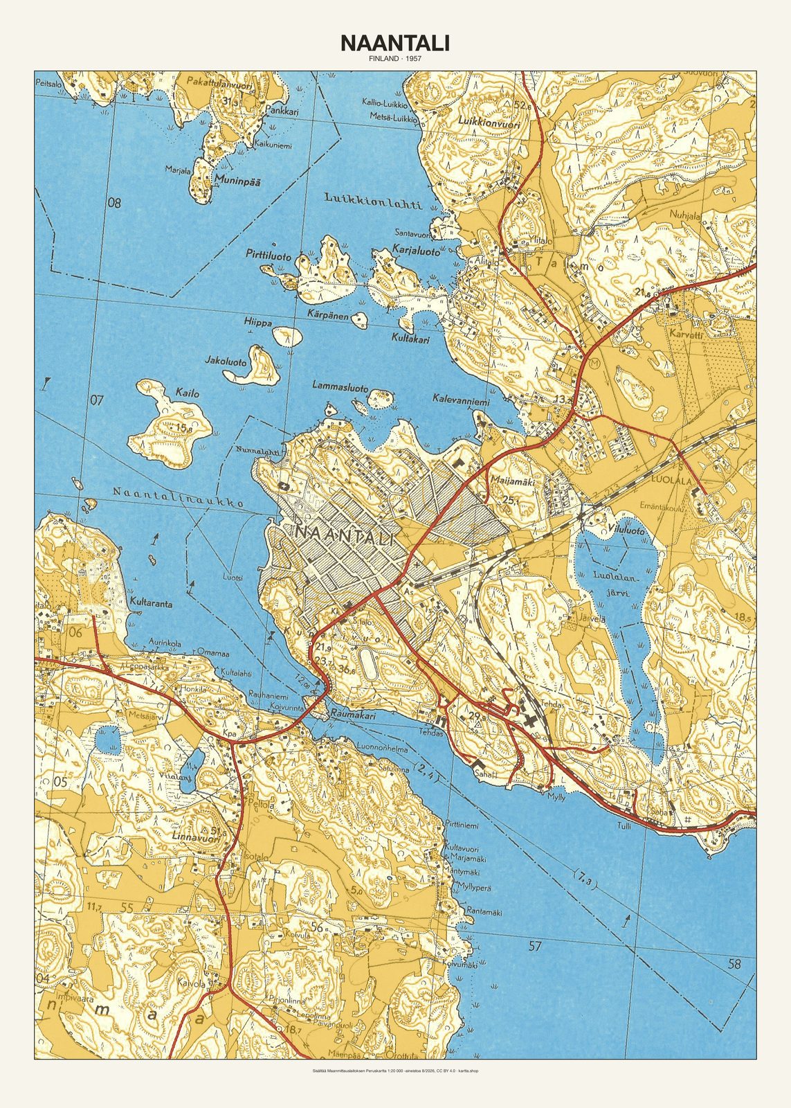Naantalin karttajuliste vuodelta 1957