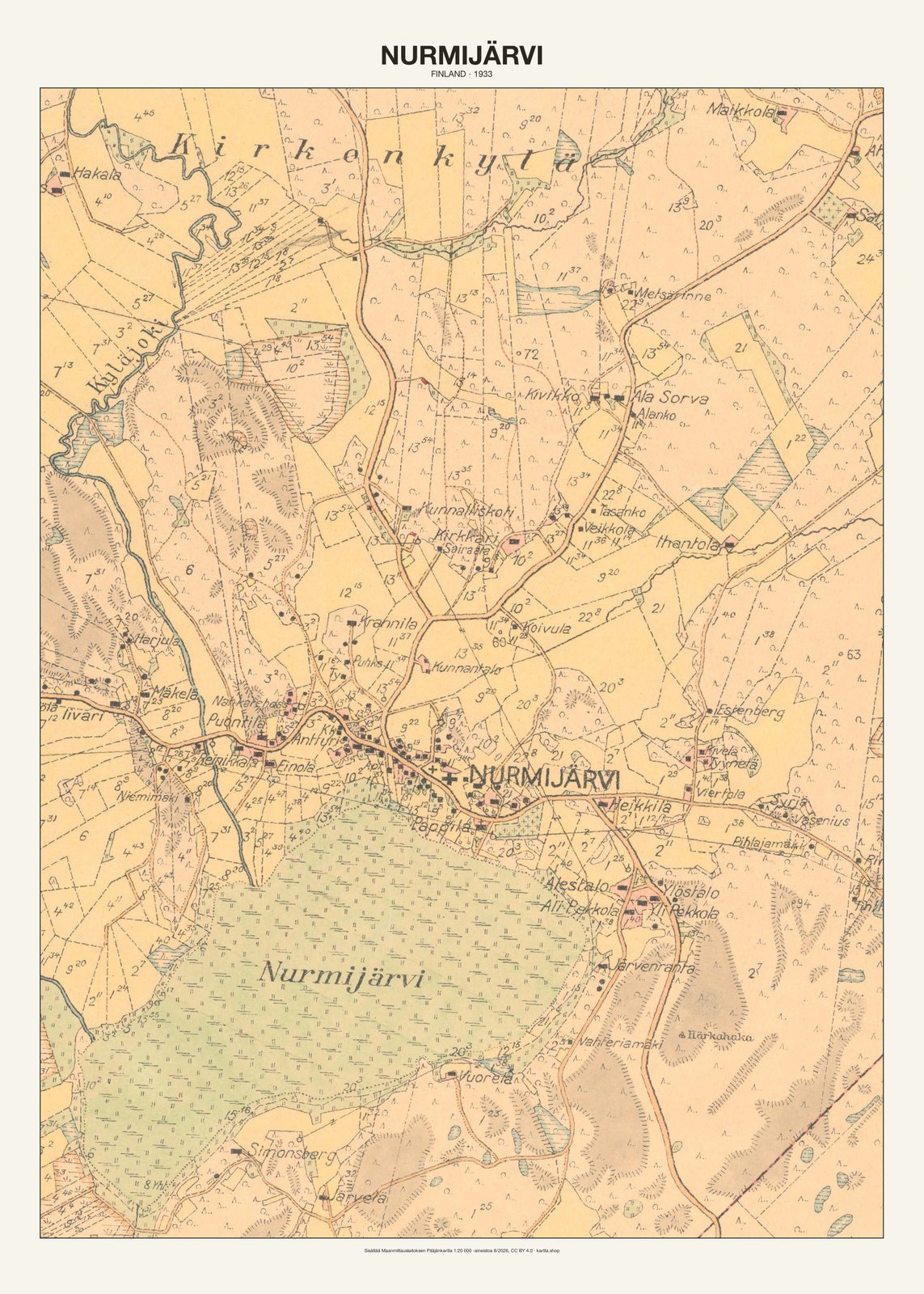 Nurmijärvin karttajuliste vuodelta 1933