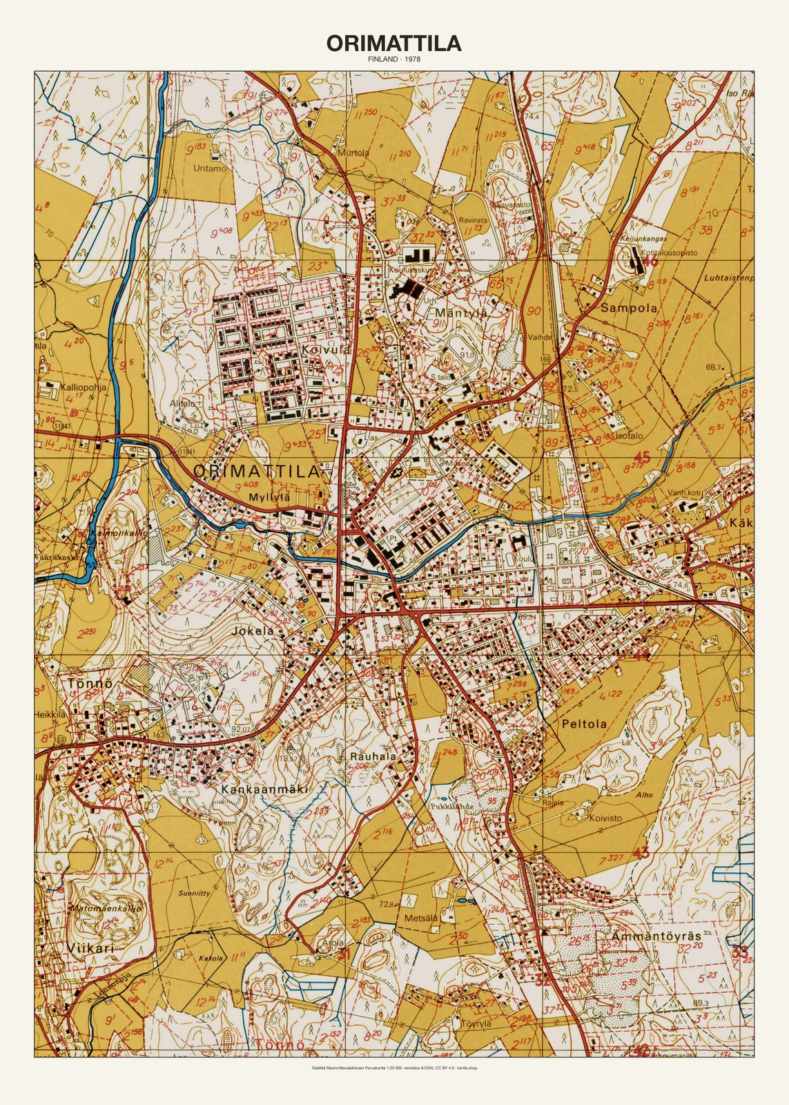 Orimattilan karttajuliste vuodelta 1978