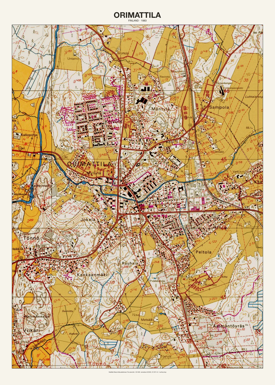 Orimattilan karttajuliste vuodelta 1983