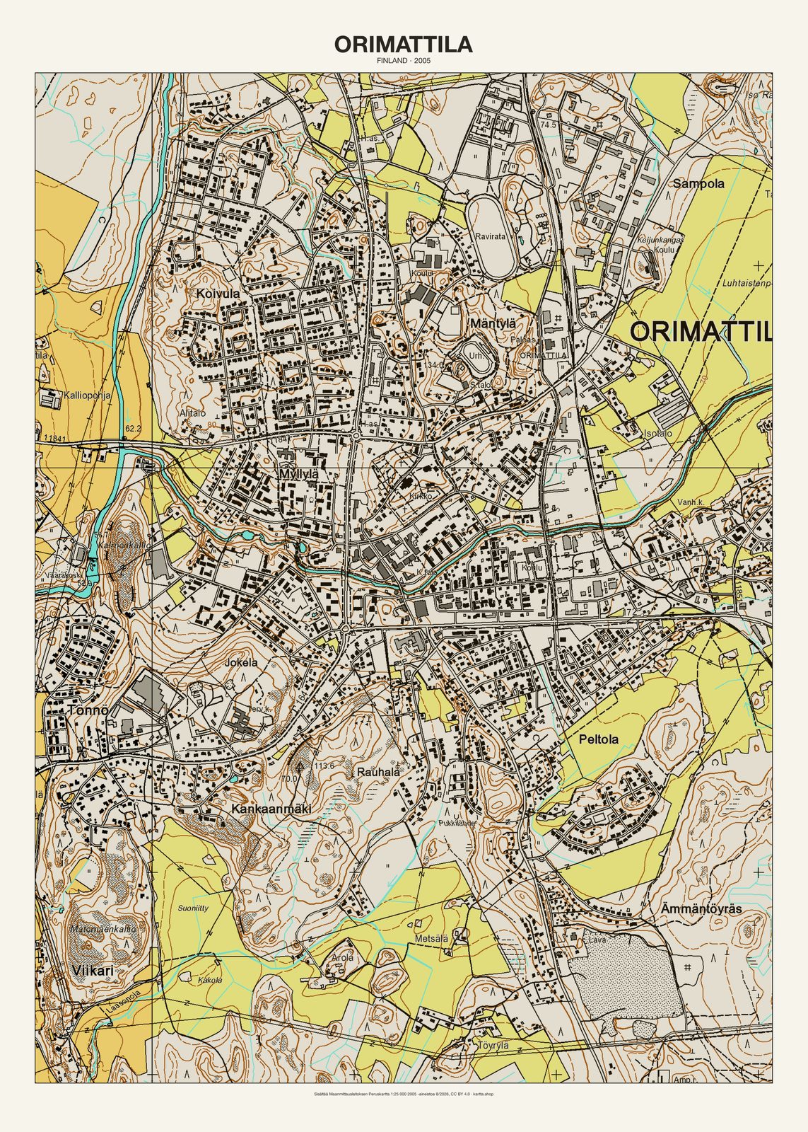 Orimattilan karttajuliste vuodelta 2005