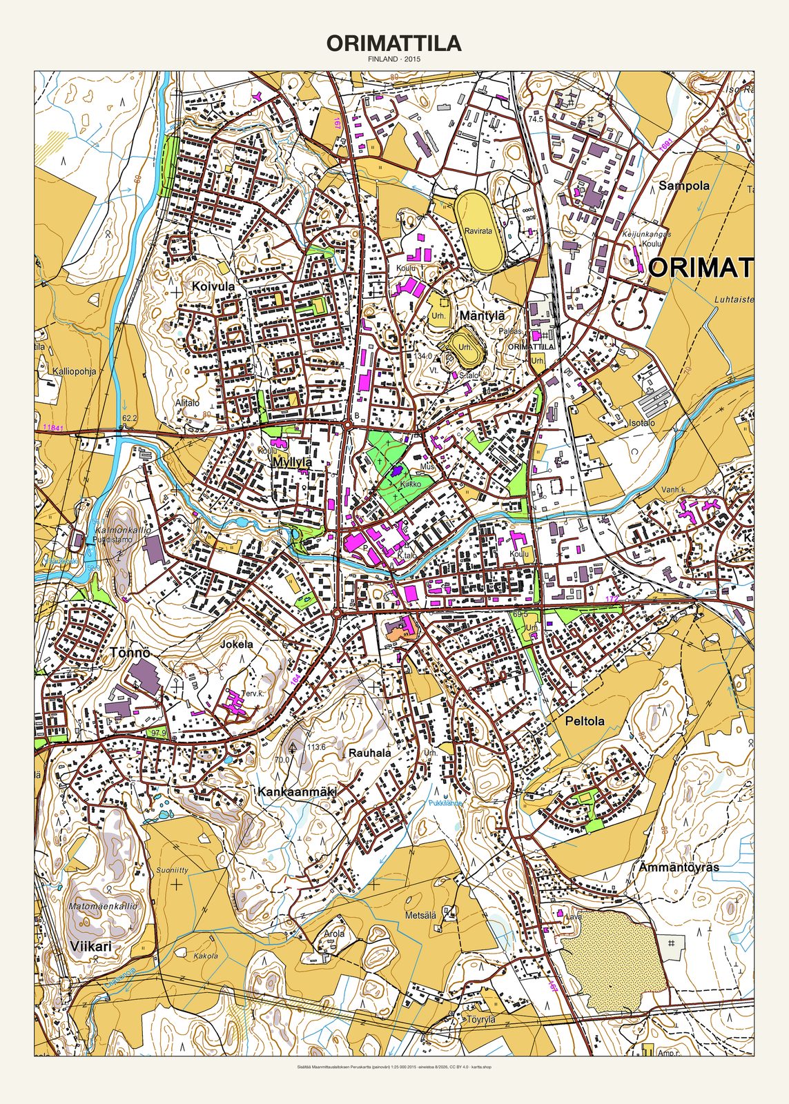 Orimattilan karttajuliste vuodelta 2015