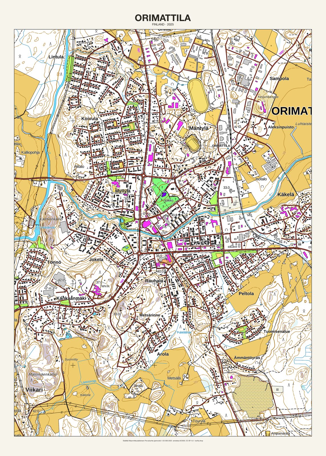 Orimattilan karttajuliste vuodelta 2025