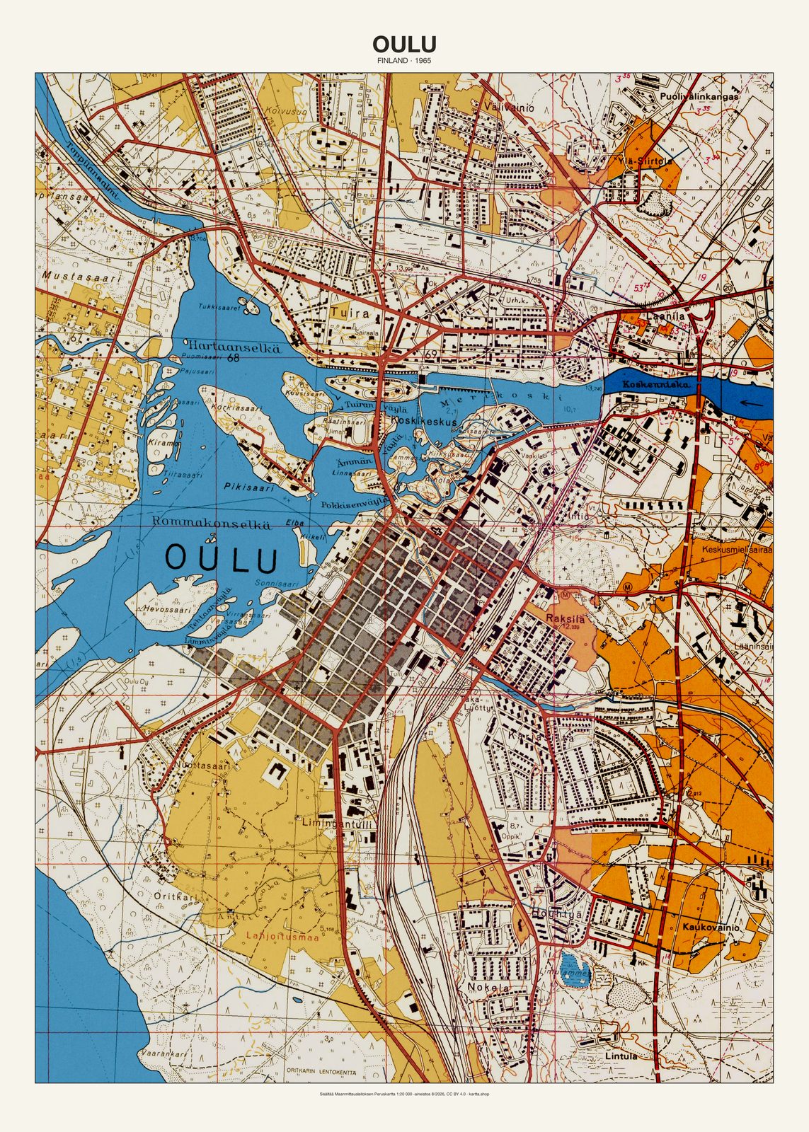 Oulun karttajuliste vuodelta 1965