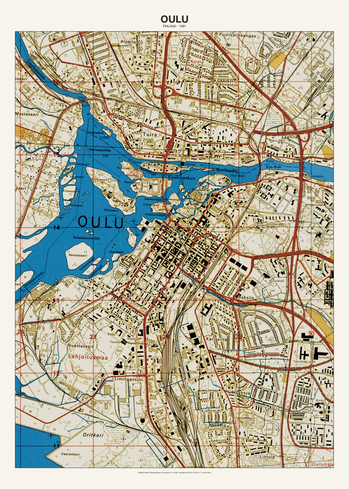 Oulun karttajuliste vuodelta 1981