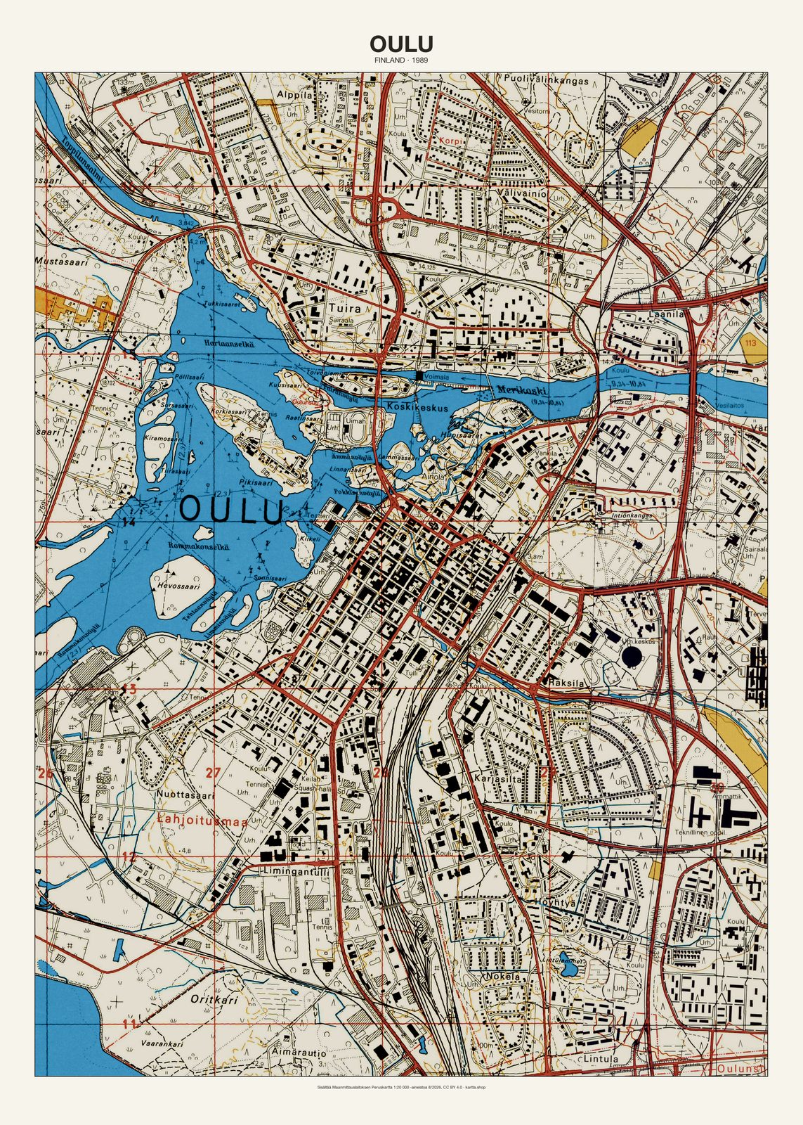 Oulun karttajuliste vuodelta 1989
