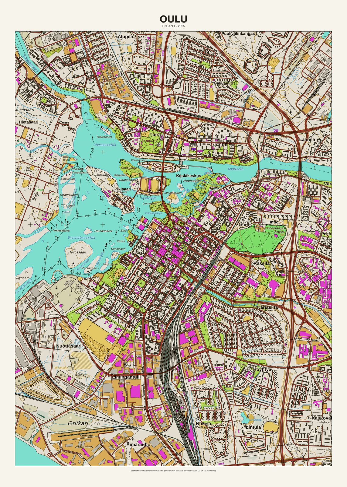 Oulun karttajuliste vuodelta 2025