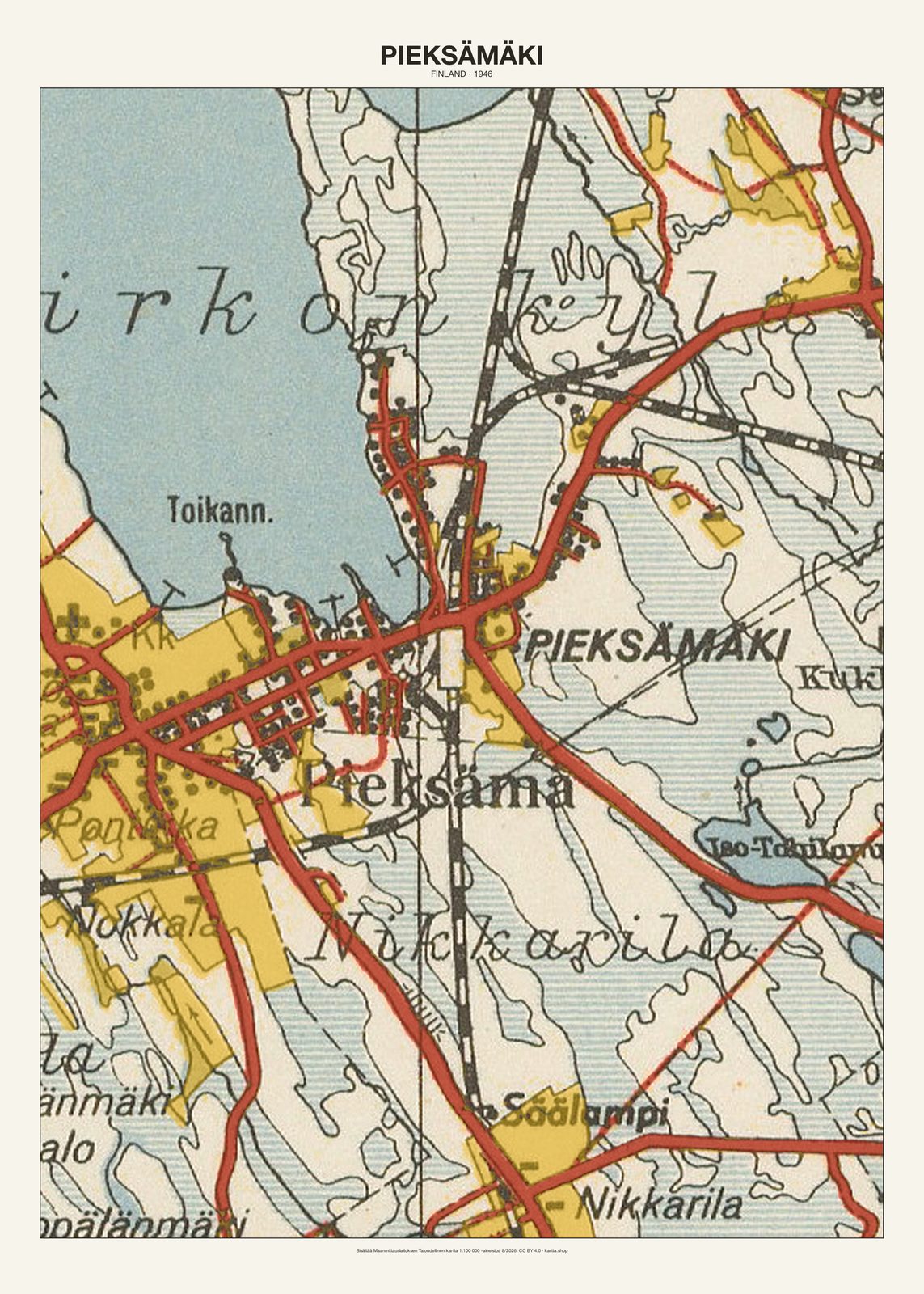 Pieksämäkin karttajuliste vuodelta 1946