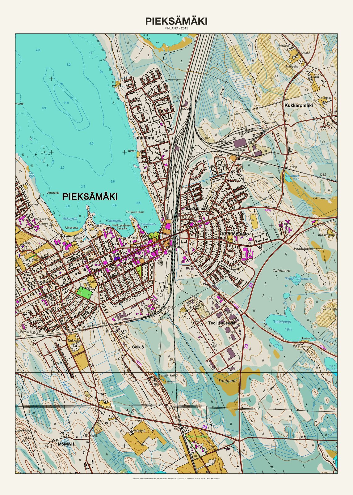 Pieksämäkin karttajuliste vuodelta 2015