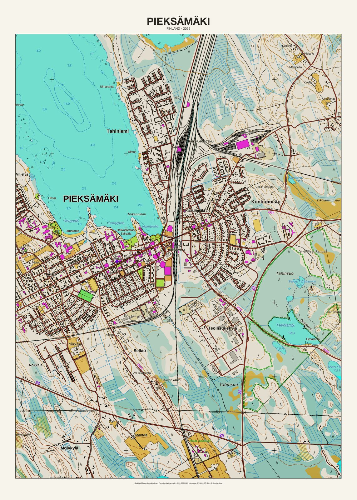 Pieksämäkin karttajuliste vuodelta 2025